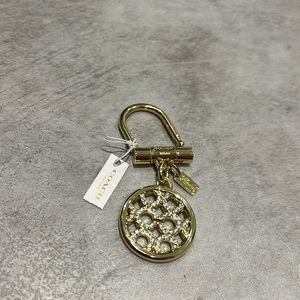 Coach Pave Crystal OP Art Signature keychain Gold